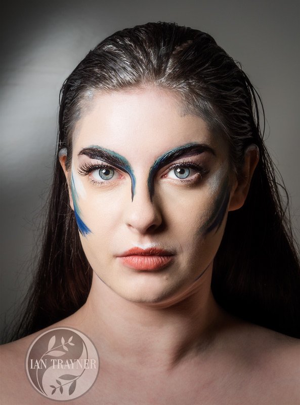 Photo shoot for make up artist Alice Edwards. Model is Gina Godfrey. Photograph by Ian Trayner, Kingston upon Thames, Surrey.