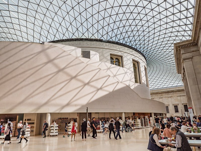 British Museum - photo of it's iconic lobby and ceiling