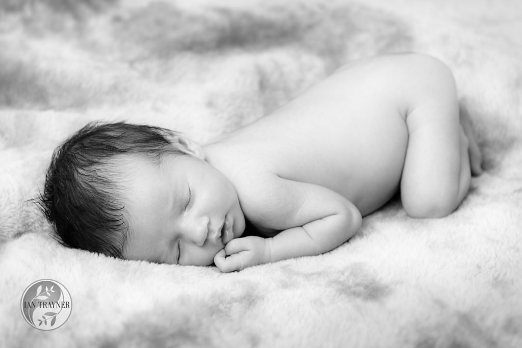 Black and white newborn baby photography by Ian Trayner