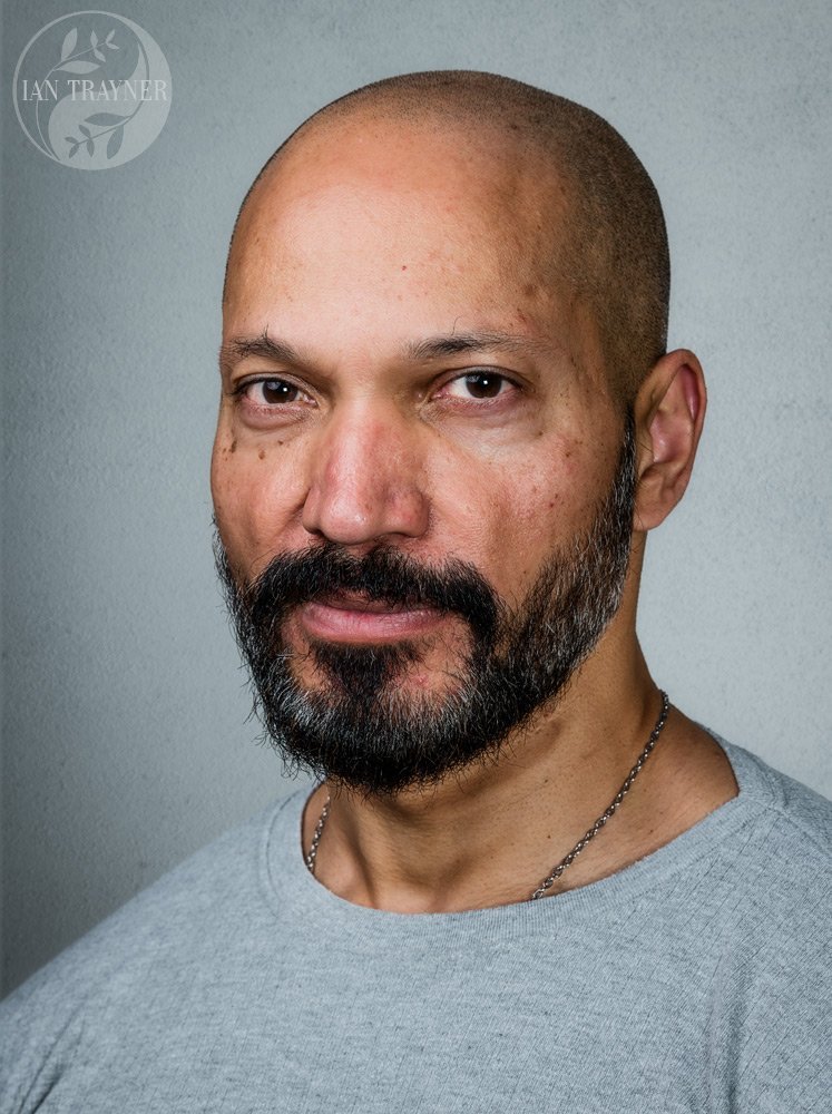 Actor headshots in my studio in Kingston upon Thames. Actor Kevin Mangar. Photo by Ian Trayner
