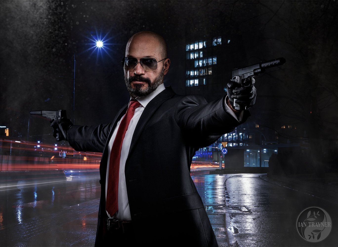 "Hitman" inspired photographic composite, with actor Kevin Mangar. Photography by Ian Trayner.