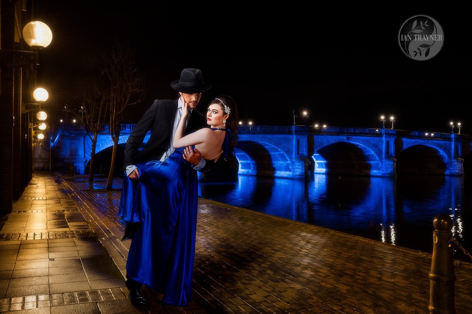 I love doing romantic and engagement photography. This is Rosemary Lloyd by Kingston bridge at night time. Photo composite.