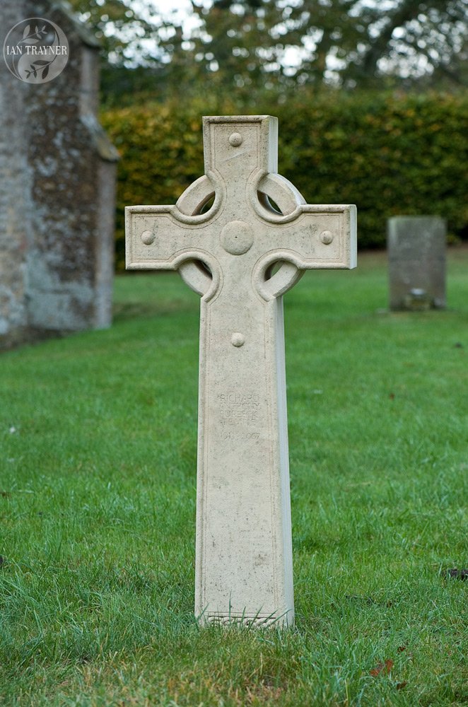 Celtic cross gravestone designed and carved by Ross Fuller