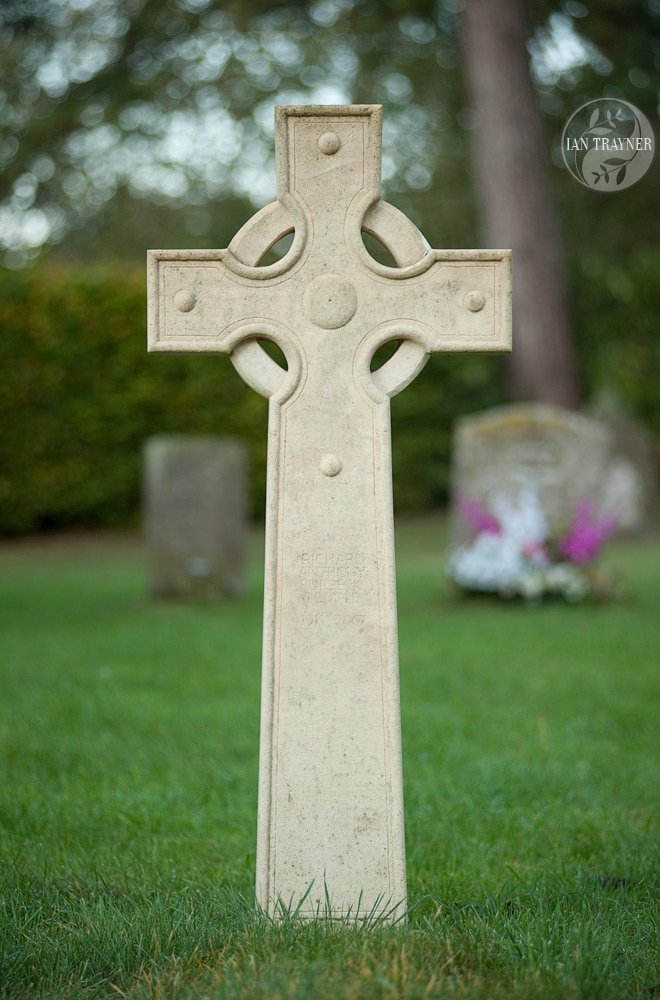 Celtic cross gravestone designed and carved by Ross Fuller