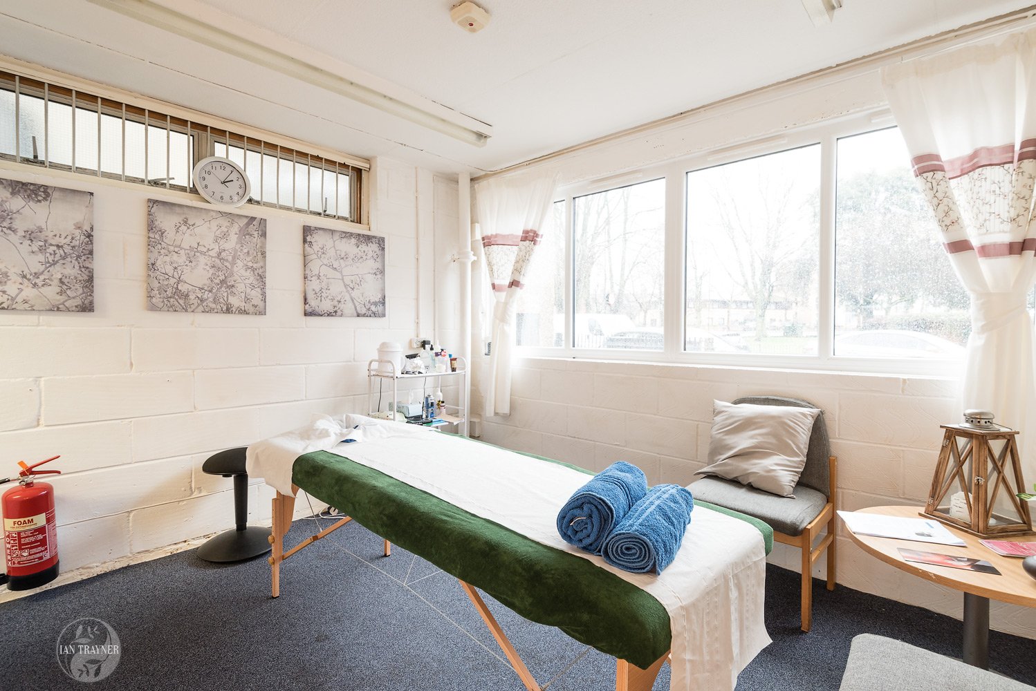 massage therapy room (with snow outside!)