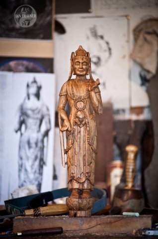 Wooden Boddhisatva (unfinished) by Ross Fuller